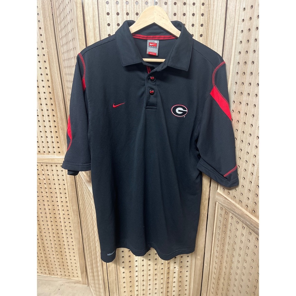 Nike Team Georgia Bulldogs Polo Shirt Mens Medium Black Red Nike FIT DRY NCAA